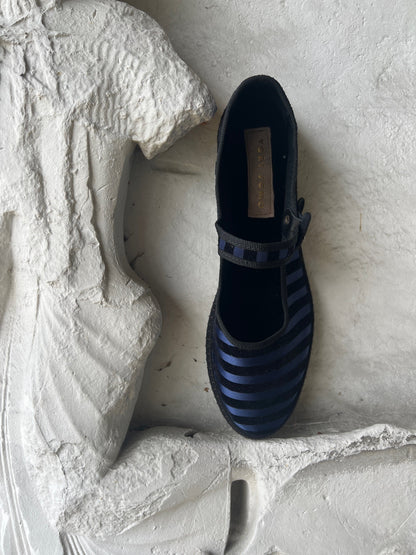 Mary Jane Flats Blue Stripe