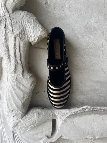 Mary Jane Flats Offwhite Stripe