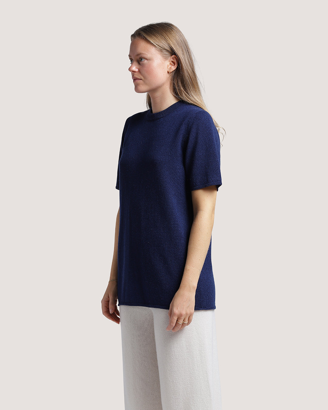 blue cashmere t-shirt